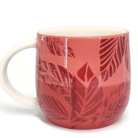 Starbucks 2011 Seasoning Scents White & Cranberry Hand Painted Leaf Print Mug - Picture 2 of 9